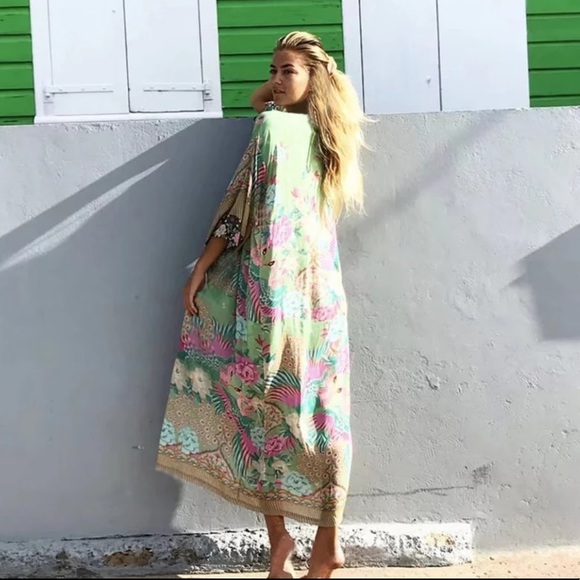 🌸Cloud Dancer Maxi Kimono Duster / Coverup Sage - Picture 3 of 6